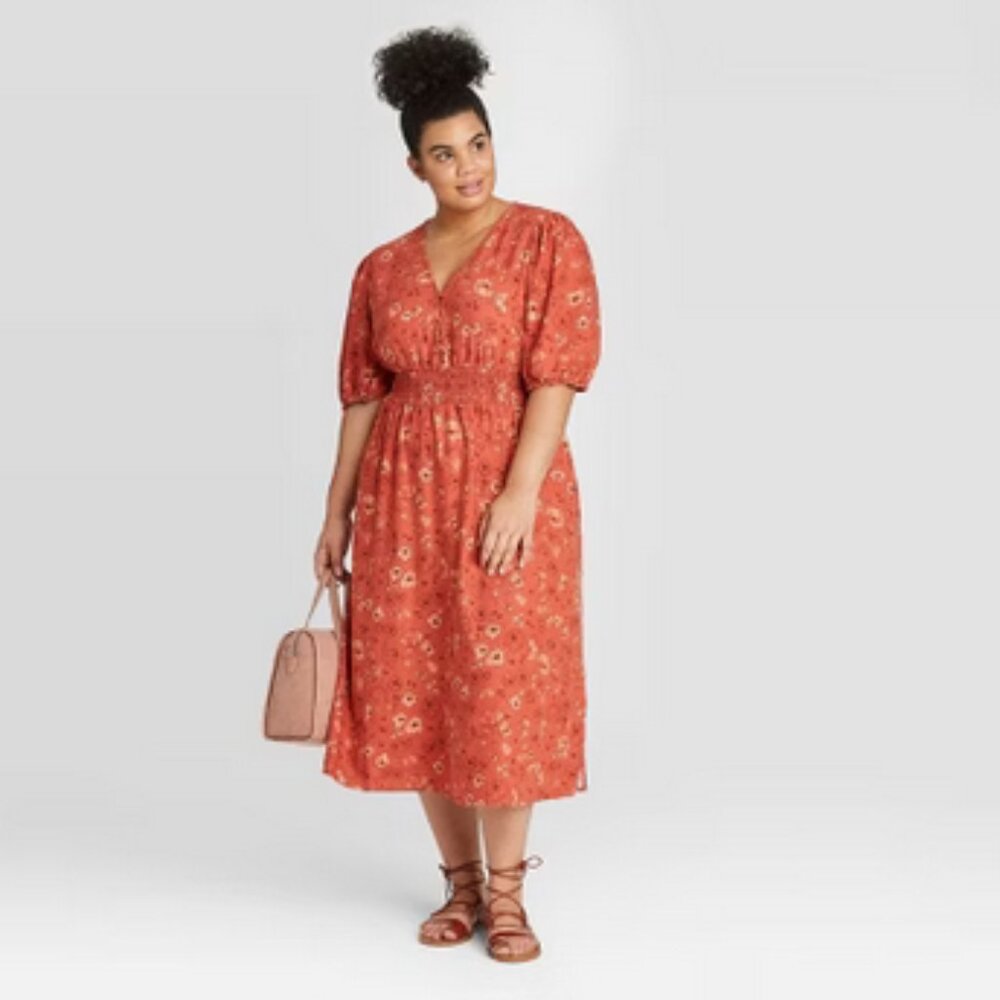 Universal Thread Floral Print Elbow Sleeve Dress